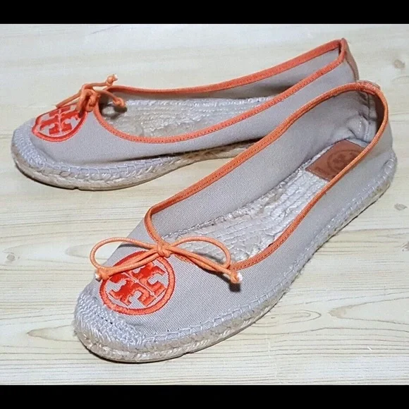 Tory Burch Espadrilles Alpargata Logo Flat Shoes Size 9 - Picture 2 of 11